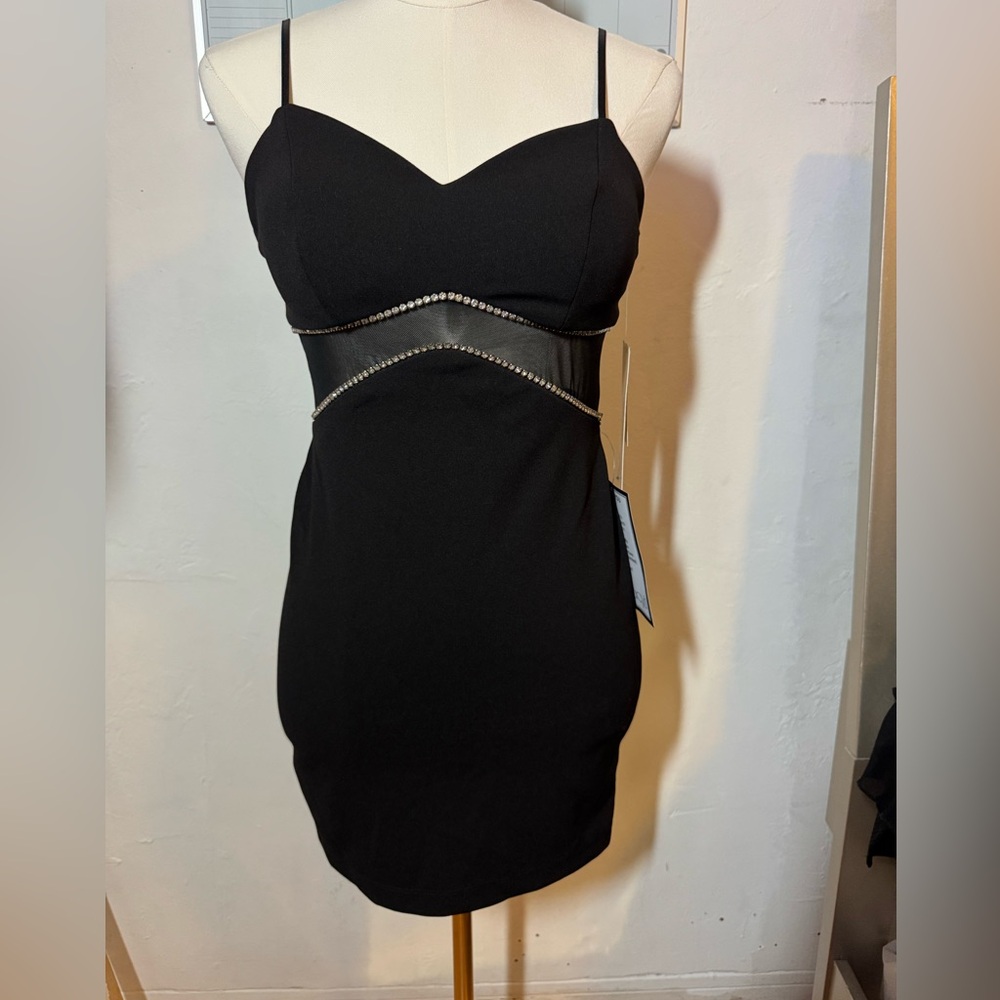 Emerald Sundae Black Mini Dress with Silver Accents